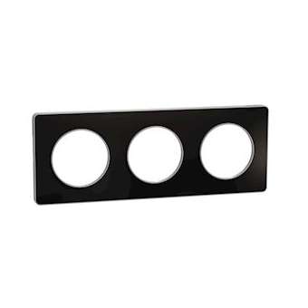 Odace Touch, plaque Aluminium brillant fumé avec liseré Alu 3postes entraxe 71mm|Schneider Electric-SCHS530806K1