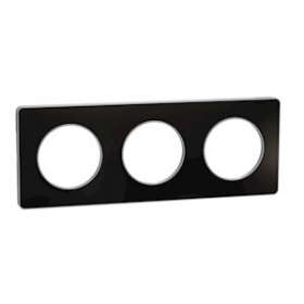 Odace Touch, plaque Aluminium brillant fumé avec liseré Alu 3postes entraxe 71mm|Schneider Electric-SCHS530806K1