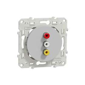 Odace - prise triple RCA Femelle - Alu - fixation par vis|Schneider Electric-SCHS530464