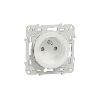 Odace, prise de courant 2P+T Blanc, à griffes connexion à vis|Schneider Electric-SCHS525039