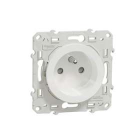 Odace, prise de courant 2P+T Blanc, à griffes connexion à vis|Schneider Electric-SCHS525039