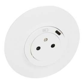 Prise de courant Surface avec chargeur USB Type-C dooxie plaque ronde - blanc|Legrand-LEG095056