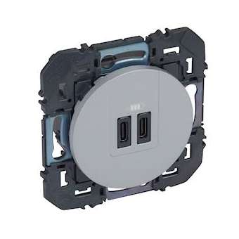 Double chargeur USB TypeC dooxie 3A finition alu|Legrand-LEG095295