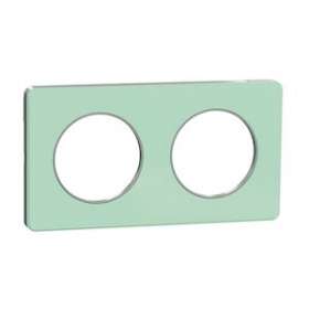 Odace Touch, plaque Translucide Verre avec liseré Alu 2 postes horiz./vert. 71mm|Schneider Electric-SCHS530804S