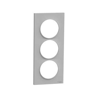 Odace Styl, plaque Alu 3 postes verticaux entraxe 57mm|Schneider Electric-SCHS520716E