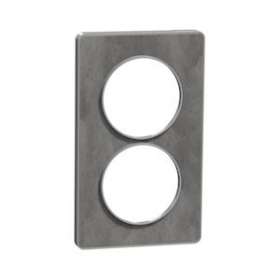 Odace Touch, plaque Ardoise avec liseré Alu 2 postes verticaux entraxe 57mm|Schneider Electric-SCHS530814V