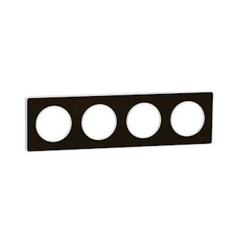 Odace Touch, plaque Bronze brossé liseré Blanc 4 postes horiz./vert. 71mm|Schneider Electric-SCHS520808L