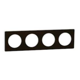 Odace Touch, plaque Bronze brossé liseré Blanc 4 postes horiz./vert. 71mm|Schneider Electric-SCHS520808L