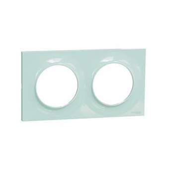 Odace Styl plaque Bleu Cian 2 postes horizontaux ou verticaux entraxe 71mm|Schneider Electric-SCHS520704C