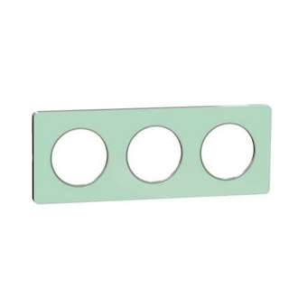 Odace Touch, plaque Translucide Verre avec liseré Alu 3 postes horiz./vert. 71mm|Schneider Electric-SCHS530806S