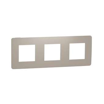 Unica Studio Color - plaque de finition - Taupe liseré Blanc - 3 postes|Schneider Electric-SCHNU280626