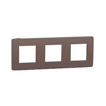 Unica Studio Color - plaque de finition - Chocolat liseré Anthracite - 3 postes|Schneider Electric-SCHNU280617