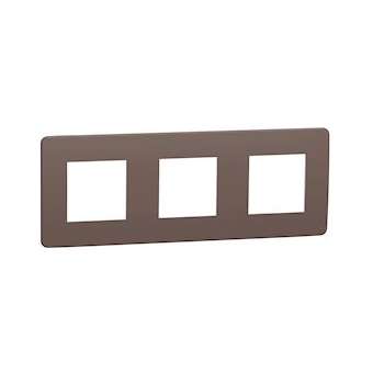Unica Studio Color - plaque de finition - Chocolat liseré Blanc - 3 postes|Schneider Electric-SCHNU280616
