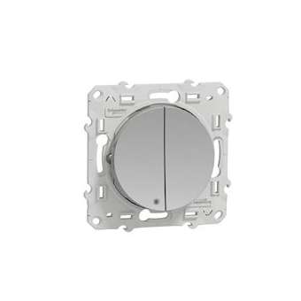 Odace, va-et-vient + va-et-vient lumineux Alu, 10 A, à vis, LED orange 1,5 mA|Schneider Electric-SCHS530273