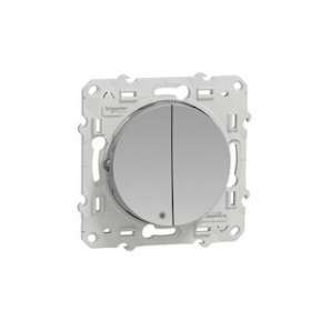 Odace, va-et-vient + va-et-vient lumineux Alu, 10 A, à vis, LED orange 1,5 mA|Schneider Electric-SCHS530273