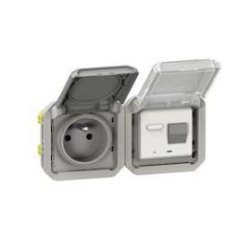 Prise de courant différentielle Plexo composable gris|Legrand-LEG069567L