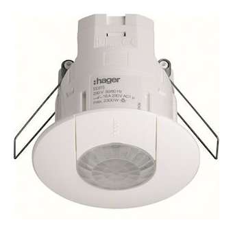 Détecteur de présence plafond encastré 1 voie 360DEG blanc monobloc|Hager-HAGEE815