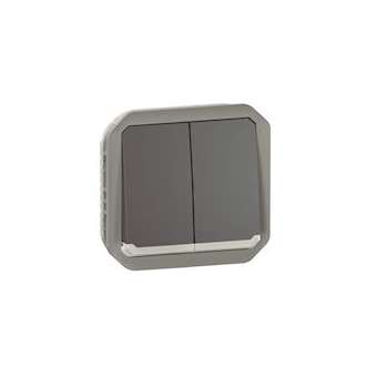 Commande double interrupteur ou poussoir lumineux Plexo composable anthracite|Legrand-LEG069806L