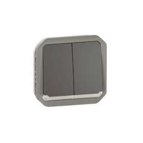 Commande double interrupteur ou poussoir lumineux Plexo composable anthracite|Legrand-LEG069806L