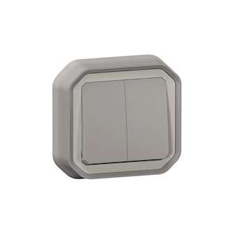Commande double interrupteur ou poussoir Plexo complet encastré gris|Legrand-LEG069815L