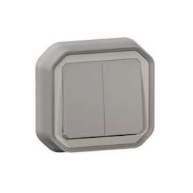 Commande double interrupteur ou poussoir Plexo complet encastré gris|Legrand-LEG069815L