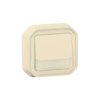 Poussoir NO-NF lumineux porte-étiquette Plexo complet encastré sable|Legrand-LEG069829L
