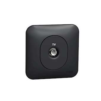 Ovalis - prise TV simple - fixation avec griffes Avec plaque -Anthracite|Schneider Electric-SCHS465405