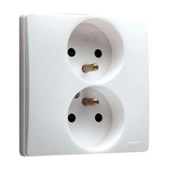 Prise 2x2P+T verticale Niloé 16A compacte à bornes automatiques - finition Pur|Legrand-LEG664541