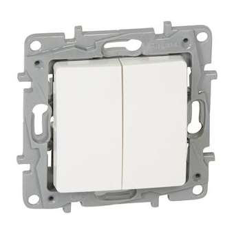 Poussoir double Niloé 6A 250V~ NO-NF - finition Pur|Legrand-LEG664708