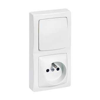 Interrupteur + prise de courant avec terre Appareillage Saillie - blanc|Legrand-LEG097626
