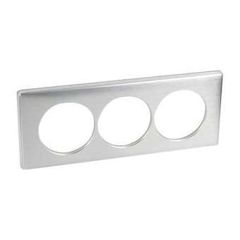 Plaque Céliane Métal 3 postes pour rénovation entraxe 57mm - finition Aluminium|Legrand-LEG068929
