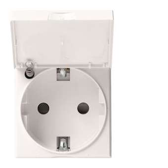 Prise de courant Schuko gallery a couvercle 2P+T pure|Hager-HAGWXF165B