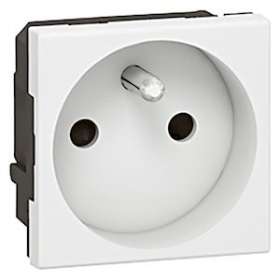 Prise 2P+T spécial repiquage et 4mm² Mosaic bornes à vis 2 modules - blanc|Legrand-LEG077113