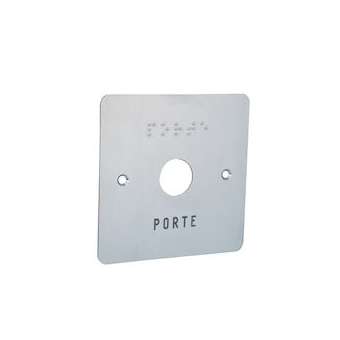 Façade inox 1.5 mm pour bouton de sortie gravée PORTE + braille (85x85 mm)|Golmar-BITTFAC07-B