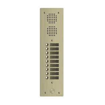 Platine aluminium HAUT-RISQUE audio 1 rangée, 10 boutons CHAMPAGNE|Golmar-BITUHR1010-CH