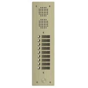 Platine aluminium HAUT-RISQUE audio 1 rangée, 10 boutons CHAMPAGNE|Golmar-BITUHR1010-CH