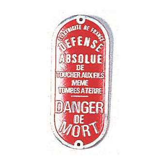 plaque zinc 'danger de mort'|Catu-CATAZ-851