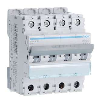 Disjoncteur 4P 25kA courbe B - 16A 4 modules|Hager-HAGNQN416