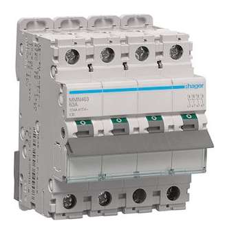 Disjoncteur magnétique 4P 15kA 63A 400V access. indicateur IEC 947-2|Hager-HAGMMN463
