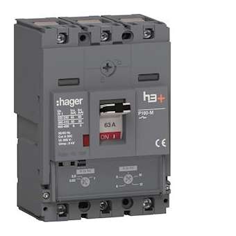 Disjoncteur Boitier Moulé h3+ P160 TM ADJ 3P3D 63A 50kA CTC|Hager-HAGHMS063DC