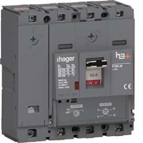 Disjoncteur Boitier Moulé h3+ P160 TM ADJ 4P4D N0-100% 63A 50kA CTC|Hager-HAGHMS064DC