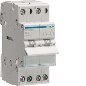 Inverseur modulaire 2 pôles 32A, point commun amont, I-0-II|Hager-HAGSFT232