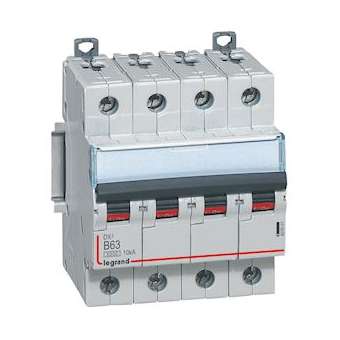 Disjoncteur DX³6000 10kA arrivée haute/départ bas vis 4P 63A courbe B - 4 mod|Legrand-LEG407601