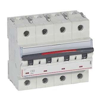 Disjoncteur DX³ 36kA arrivée haute/départ bas vis 4P 63A - courbe C - 6 mod|Legrand-LEG410040