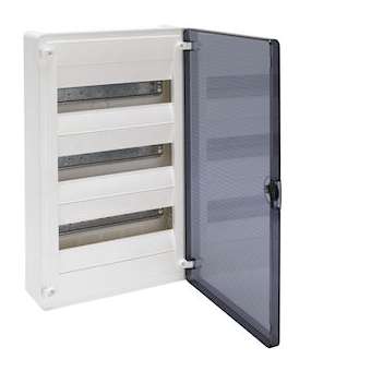 Coffret saillie 36 M porte transp.|Hager-HAGVS312TR