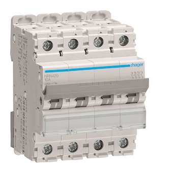 Disjoncteur 4P 25kA courbe C - 20A 4 modules|Hager-HAGNRN420