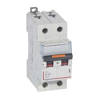 Disjoncteur DX³ 25kA arrivée haute/départ bas vis 2P 16A courbe B - 2 mod|Legrand-LEG409716