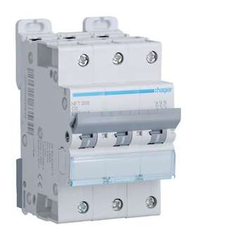 Disjoncteur 3P 6-10kA courbe C - 6A 3 modules|Hager-HAGNFT306