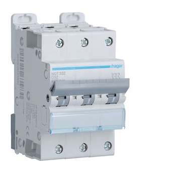 Disjoncteur 3P 6-10kA courbe D - 32A 3 modules|Hager-HAGNGT332