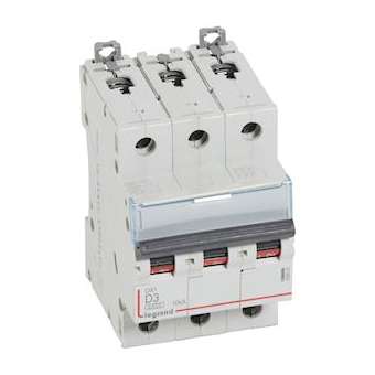 Disjoncteur DX³ 6000-vis/vis-3P-400V~-3A-10kA-courbe D-peigne HX³ trad 3P-3M|Legrand-LEG408055